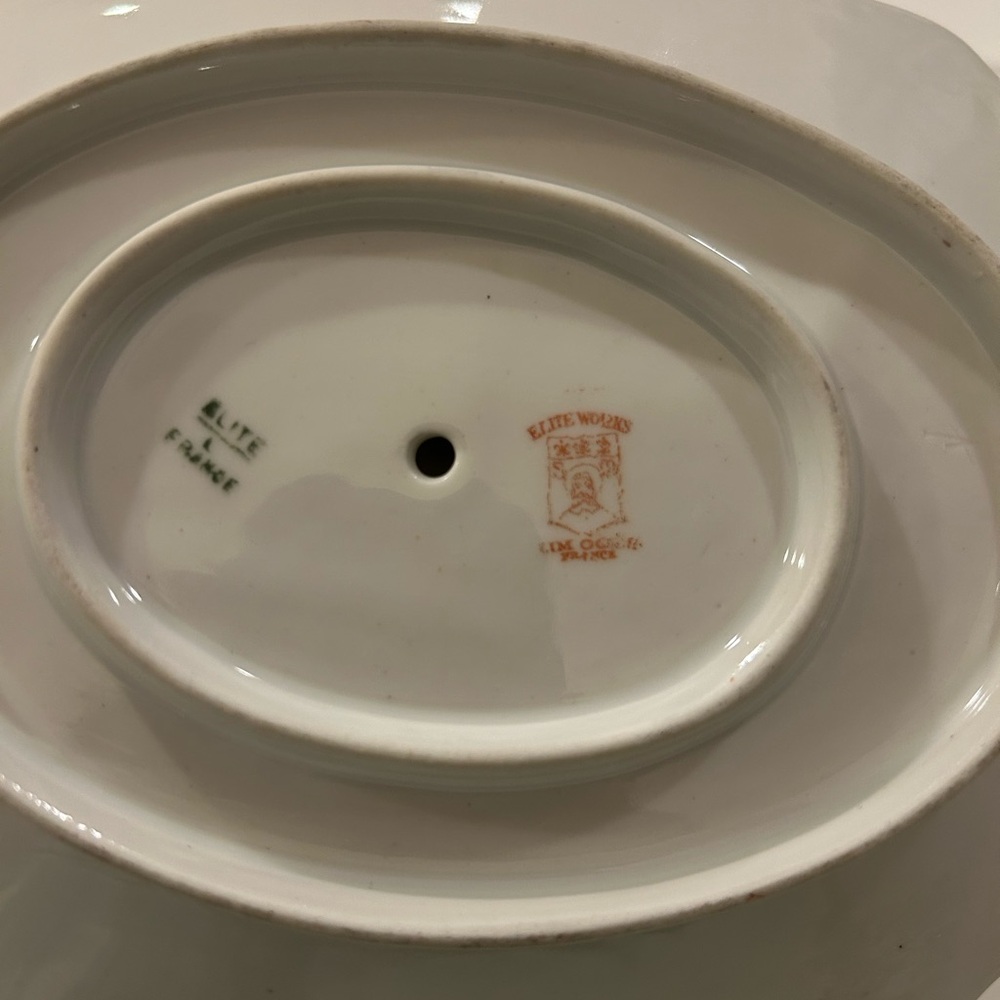 Haviland Limoges Porcelain Gravy Boat with Saucer — Pink Floral and Gold Trim - Picture 5 of 9